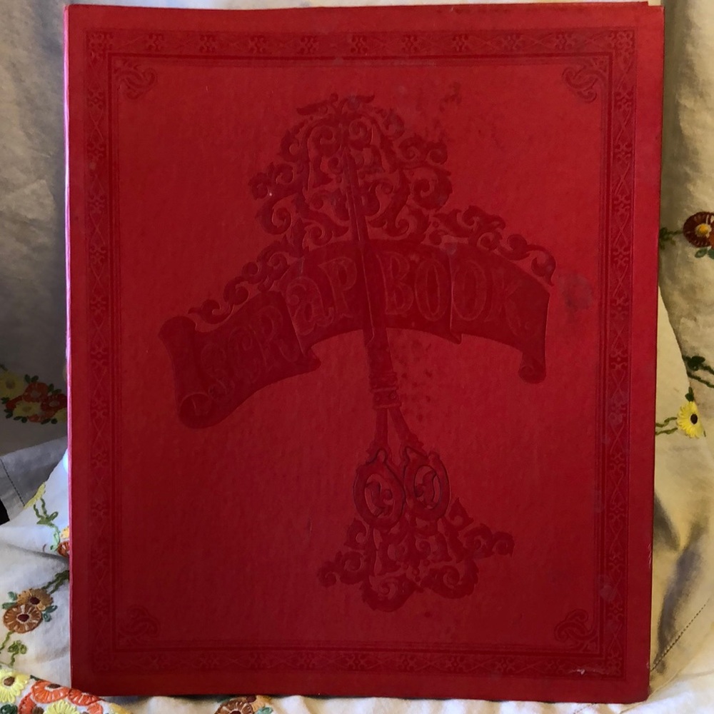 Vintage large red scrapbook